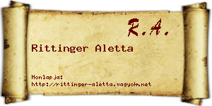 Rittinger Aletta névjegykártya
